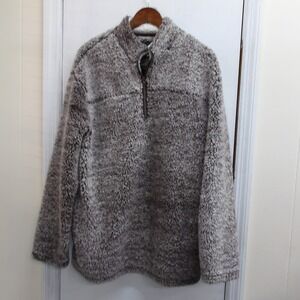 IS Apparel Sherpa Pullover 1/4 Zip Mens XL Brown Fleece Outerwear / #1341
